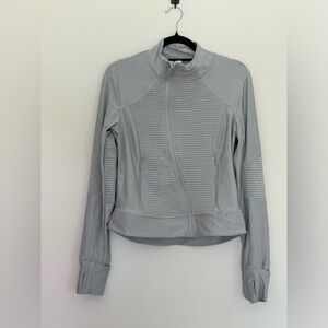 Mondetta Activewear Grey Zip Jacket Women’s Medium Ribbed Biker Style